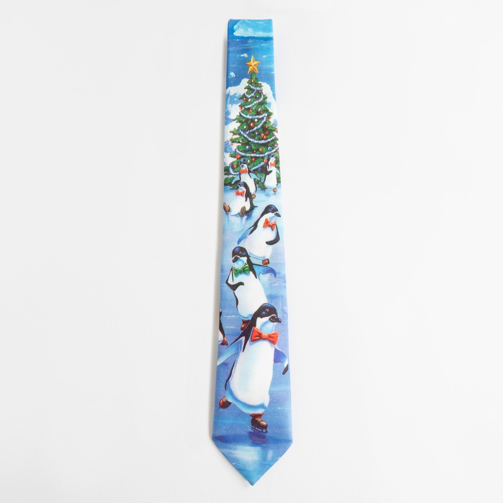 Ralph Marlin Penguin Christmas Novelty Tie Made in USA‎